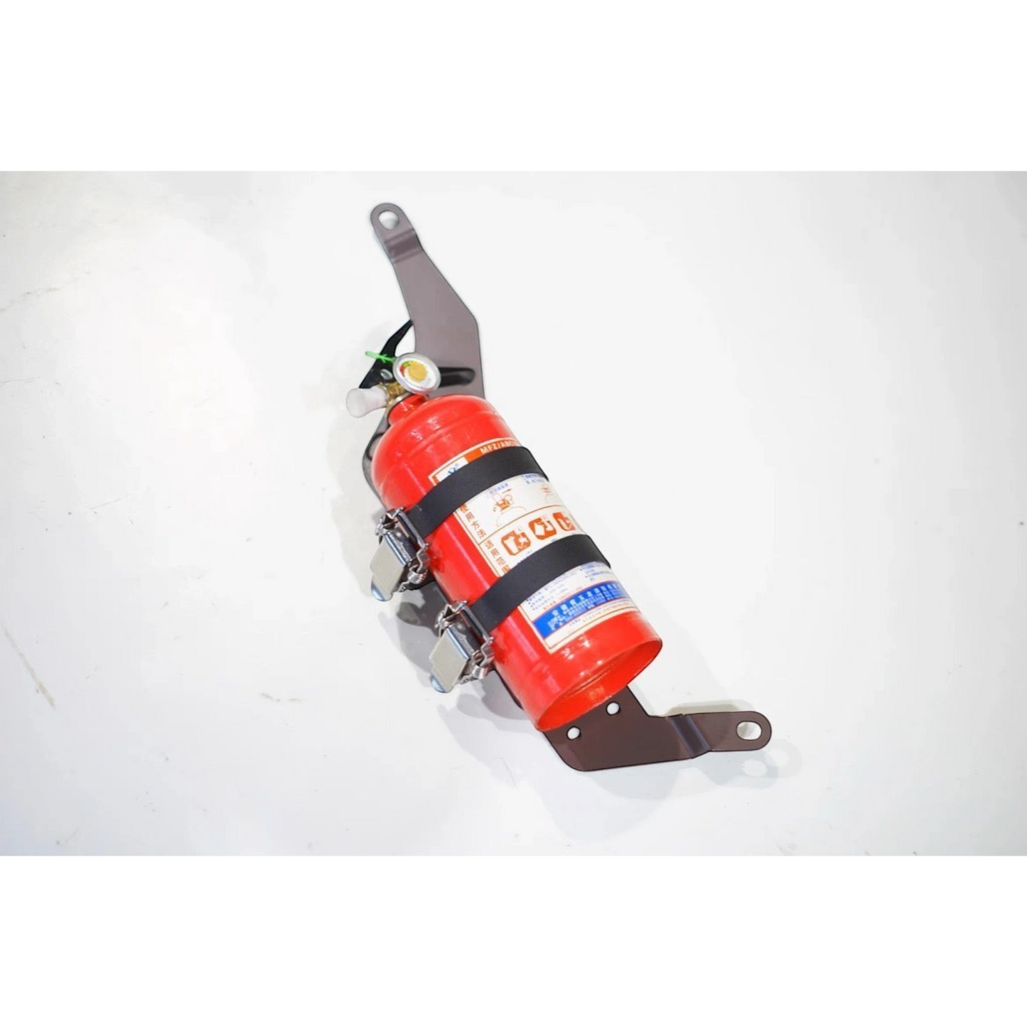 Ninja Cruiser LC100 front seat fire extinguisher bracket for Toyota Land Cruiser 100 Series, black steel construction.