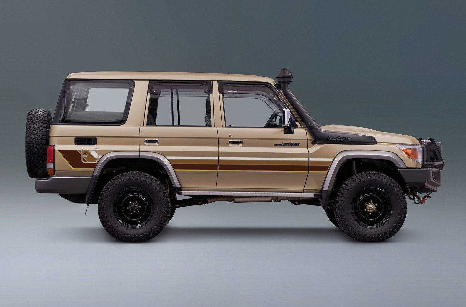 Digital illustration of Toyota Land Cruiser LC76 Series wagon in beige