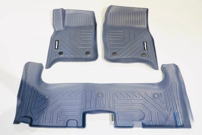 Set of grey colour floor mats on a white background