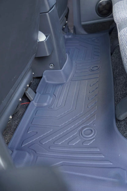gray rear Car floor mat with geometric pattern on a vehicle interior
