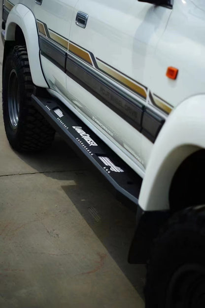 Toyota land cruiser 80 series custom aluminium rock slider side step with custom "land cruiser" logo