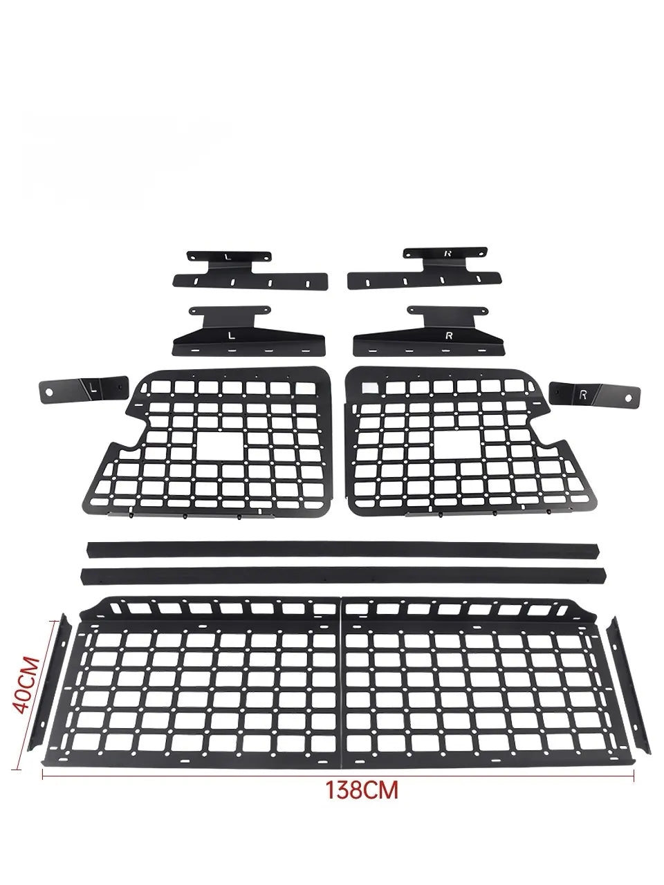 Lexus LX470 Toyota Land Cruiser 100 molle panel system full kit components and brackets with dimension in cm