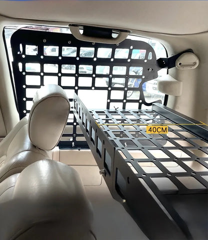 Rear MOLLE cargo panel system mounted on rear sidewall 3rd quater window of Land Cruiser 100 or Lexus LX470 with dimensions