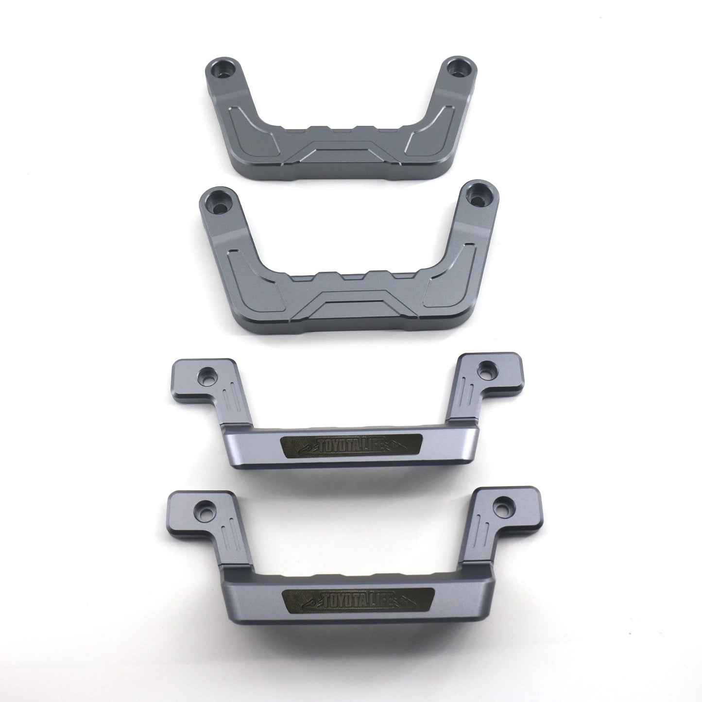 Land Cruiser 70 Series Aluminum Grab Handle Styles - Set of four in gray, highlighting toyotalife logo in black with white background