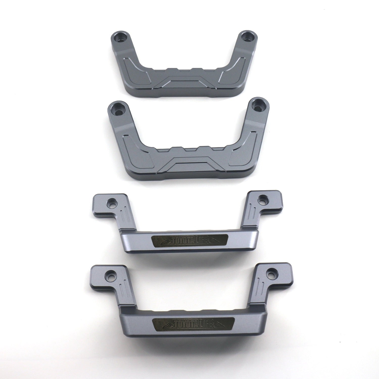 Land Cruiser 70 Series Aluminum Grab Handle Styles - Set of four in gray, highlighting toyotalife logo in black with white background