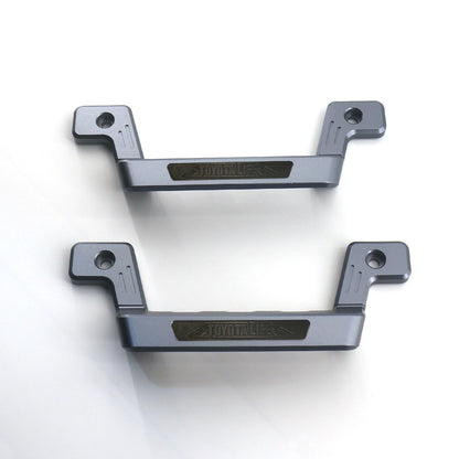 Land Cruiser 70 Series Aluminum Grab Handle Styles - Set of two in gray, highlighting toyotalife logo in black with white background
