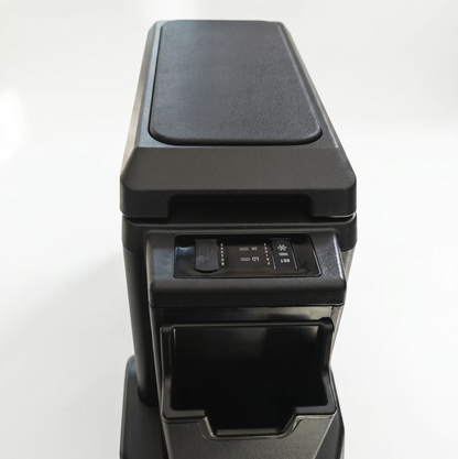 LC71 LC76 2024 centre console refrigerator armrest in black showing top armrest pad and control panel
