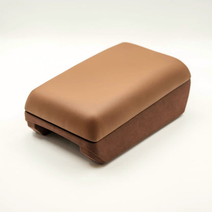 Tan Brown leather lc70 lc78 mid console arm rest storage box on a white background display