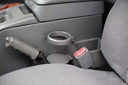 Toyota Land Cruiser 80 Series cup holder mounted on the arm rest cup holder side with extra zoom without any drink grey abs plastic
