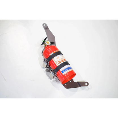 Ninja Cruiser LC100 front seat fire extinguisher bracket for Toyota Land Cruiser 100 Series, black steel construction.