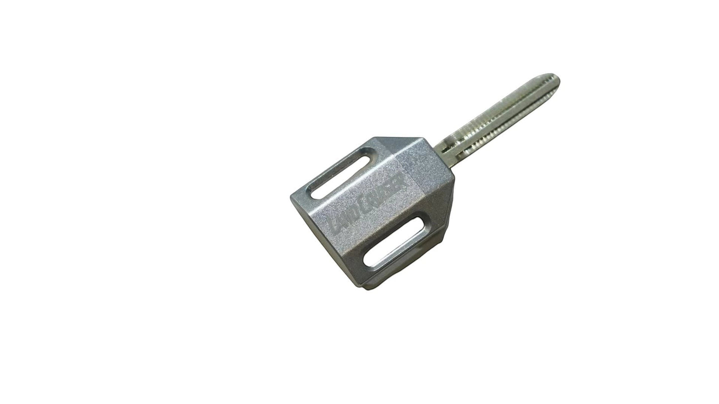 Ninja Cruiser brushed silver metal alloy blank key for Toyota Land Cruiser 70 Series with Land Cruiser logo.