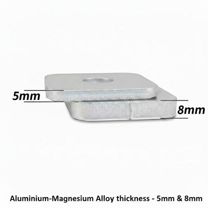 Ninja Cruiser LC200 skid plate made of aluminium-magnesium alloy, showing 5mm and 8mm thickness options.