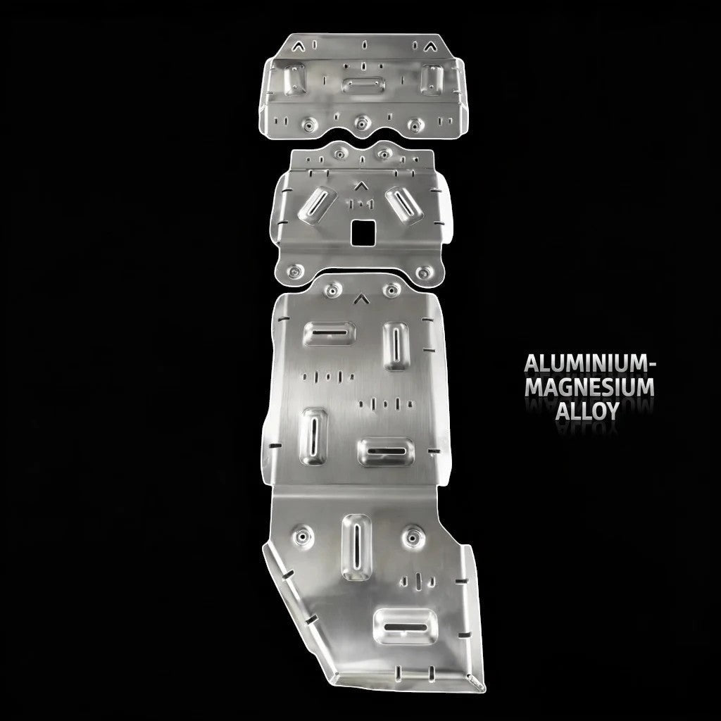 Ninja Cruiser LC200 skid plate made of aluminium-magnesium alloy with cutouts for ventilation and mounting.