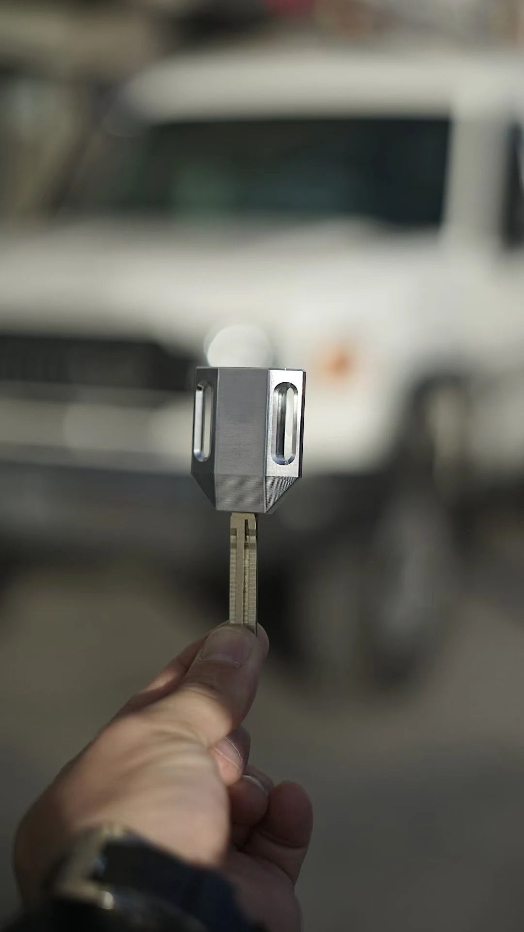 Ninja Cruiser premium metal blank key for LC70 Series Land Cruisers. Silver alloy head with cut blade.