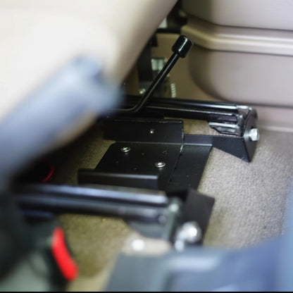 Ninja Cruiser LC70 LC76 LC78 LC79 under-seat radio mount bracket for Land Cruiser 70 Series, black steel