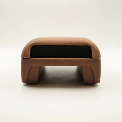Close-up front view of Ninja Cruiser premium tan leather and soft-touch velvet lining. High-quality interior accessories for 70 series restoration.