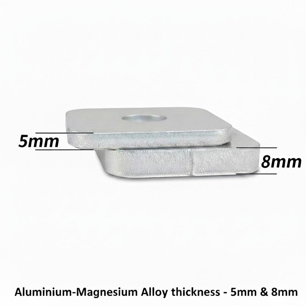 Ninja Cruiser aluminum-magnesium skid plate thickness comparison showing 5mm and 8mm options for off-road protection.