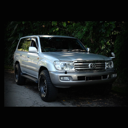 Ninja Cruiser LED Projector 6000k Headlights installed on a silver Toyota Land Cruiser 100 Series. 2004-2007 facelift style upgrade for LC100 and Cygnus.