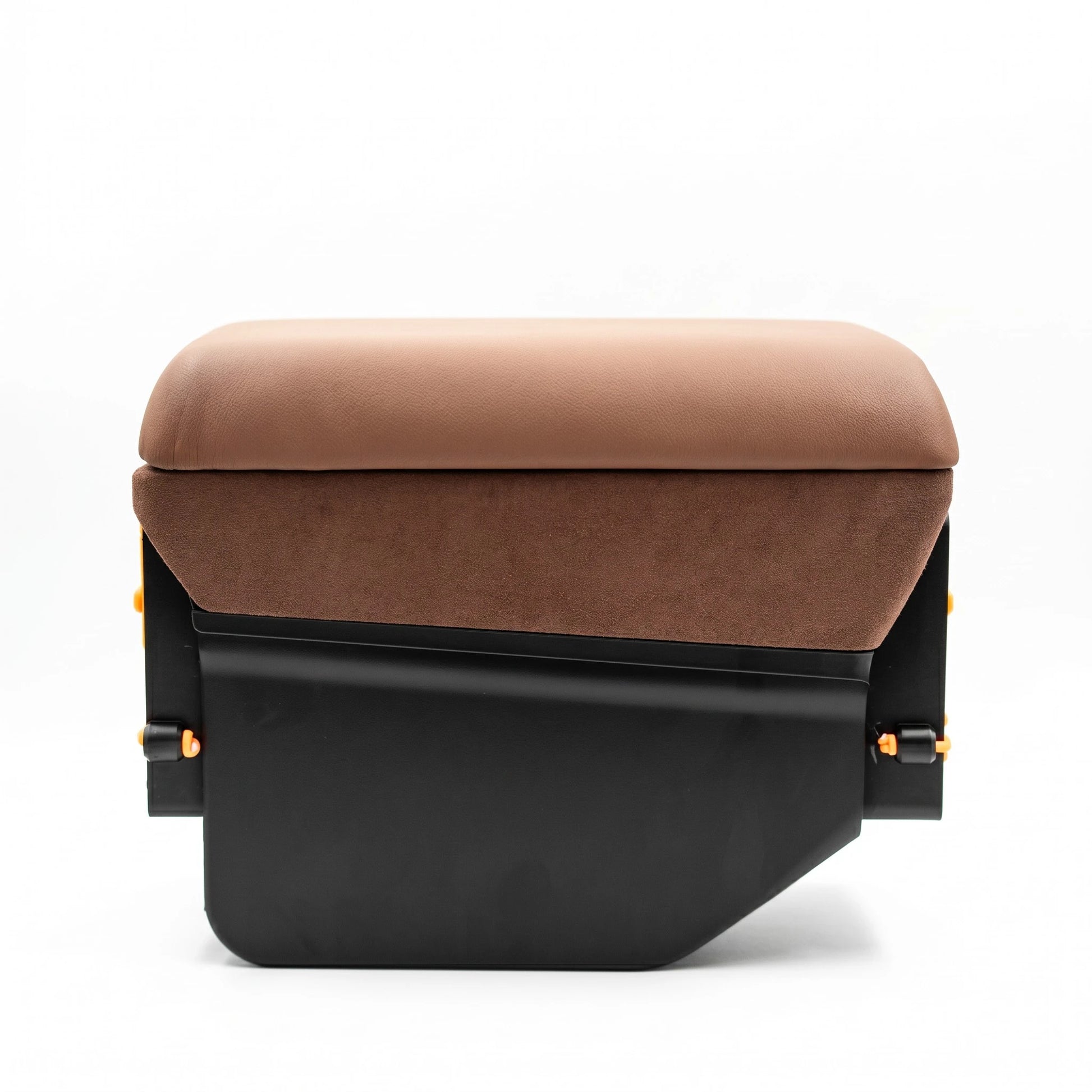 Side view of tan brown leather center console storage box for Toyota Land Cruiser LC71 LC76 LC78 LC79
